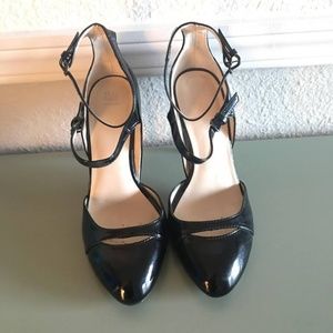 Black patent leather heels